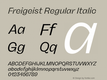 Freigeist Regular Italic Version 1.000;hotconv 1.0.109;makeotfexe 2.5.65596 Font Sample