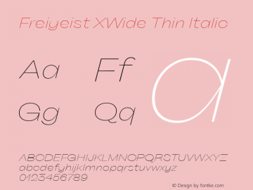 Freigeist XWide Thin Italic Version 1.000;hotconv 1.0.109;makeotfexe 2.5.65596 Font Sample