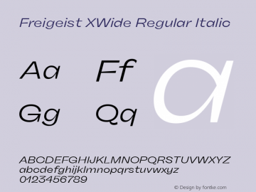 Freigeist XWide Regular Italic Version 1.000;hotconv 1.0.109;makeotfexe 2.5.65596 Font Sample