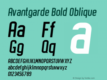 Avantgarde Bold Oblique Version 1.002;Fontself Maker 3.3.0 Font Sample