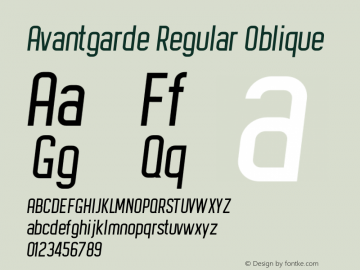 Avantgarde Regular Oblique Version 1.002;Fontself Maker 3.3.0 Font Sample