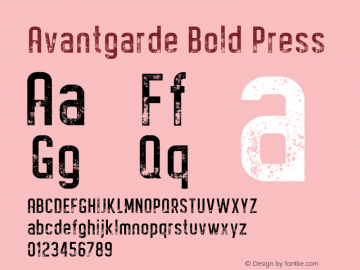Avantgarde Bold Press Version 1.002;Fontself Maker 3.3.0 Font Sample