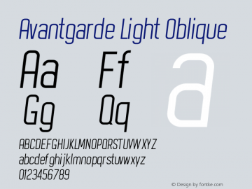 Avantgarde Light Oblique Version 1.002;Fontself Maker 3.3.0图片样张