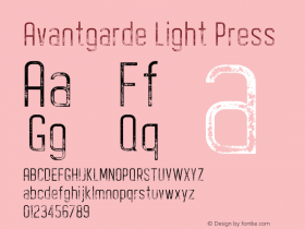Avantgarde Light Press Version 1.002;Fontself Maker 3.3.0 Font Sample