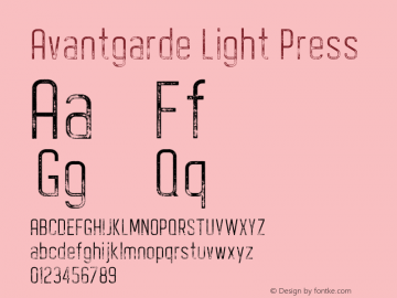 Avantgarde Light Press Version 1.002;Fontself Maker 3.3.0图片样张