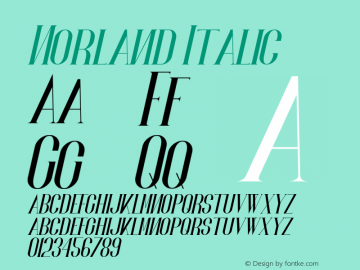 Norland Italic Version 1.00;July 6, 2020;FontCreator 12.0.0.2546 64-bit图片样张