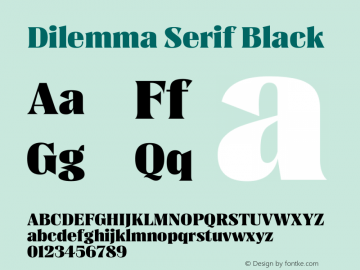 Dilemma Serif Black Version 1.000 Font Sample