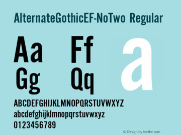 AlternateGothicEF-NoTwo Regular Version 1.1;com.myfonts.easy.ef.alternate-gothic.ef-no-two.wfkit2.version.3iPU Font Sample