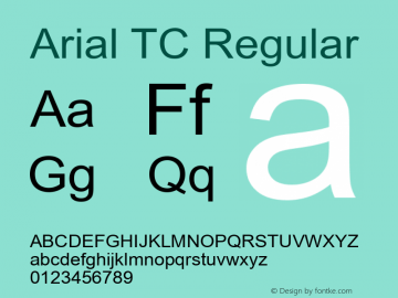 Arial TC MS core font:V1.00图片样张