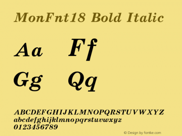 MonFnt18 Bold Italic Version 1.0 Font Sample