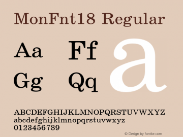 MonFnt18 Version 1.0 Font Sample