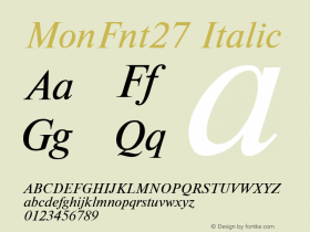 MonFnt27 Italic Version 1.00 Font Sample