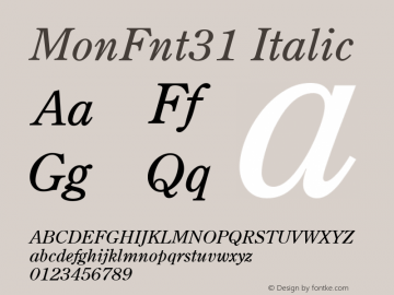 MonFnt31 Italic version 1.0图片样张