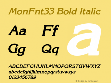 MonFnt33 Bold Italic 1.100.000 Font Sample