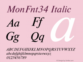 MonFnt34 Italic 1.100.000 Font Sample