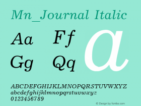 Mn_Journal Italic 31 December 1996 Font Sample