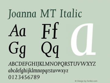 Joanna MT Italic Version 1.0图片样张