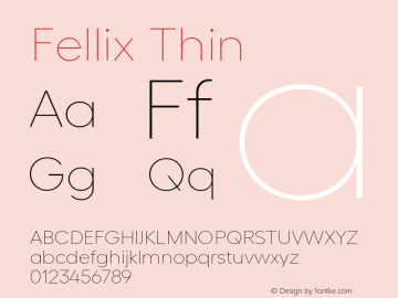 Fellix-Thin Version 1.005 Font Sample