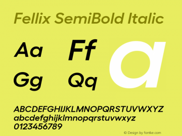 Fellix-SemiBoldItalic Version 1.006 Font Sample