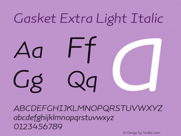 Gasket-ExtraLightItalic Version 1.000图片样张