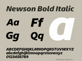 Newson-BoldItalic Version 1.0 Font Sample