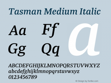 Tasman-MediumItalic Version 2.100 Font Sample