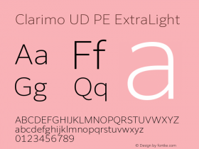 ClarimoUDPE-ExtraLight Version 1.000 | wf-rip DC20180625 Font Sample