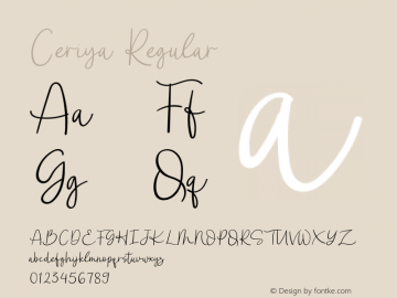 Ceriya Version 1.00;July 17, 2020;FontCreator 12.0.0.2525 64-bit Font Sample