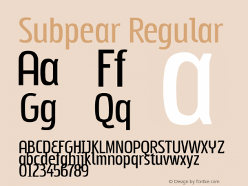 Subpear Regular Version 1.2; 2001 Font Sample