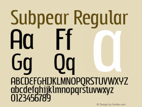 Subpear Regular Version 2.000 2004 Font Sample