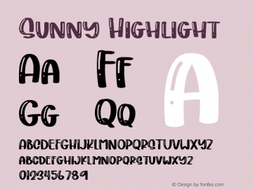 Sunny Highlight Version 1.008;Fontself Maker 3.5.1 Font Sample