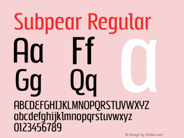 Subpear Regular Version 4.000 Font Sample