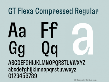 GT Flexa Compressed Regular Version 2.005;hotconv 1.0.109;makeotfexe 2.5.65596 Font Sample