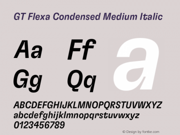 GT Flexa Condensed Medium Italic Version 2.005;hotconv 1.0.109;makeotfexe 2.5.65596 Font Sample