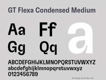 GT Flexa Condensed Medium Version 2.005;hotconv 1.0.109;makeotfexe 2.5.65596 Font Sample