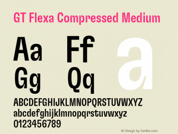 GT Flexa Compressed Medium Version 2.005;hotconv 1.0.109;makeotfexe 2.5.65596 Font Sample