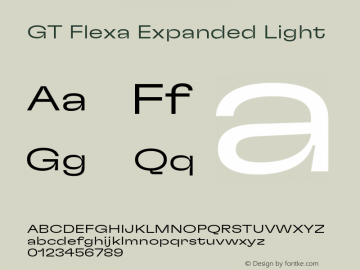 GT Flexa Expanded Light Version 2.005;hotconv 1.0.109;makeotfexe 2.5.65596 Font Sample