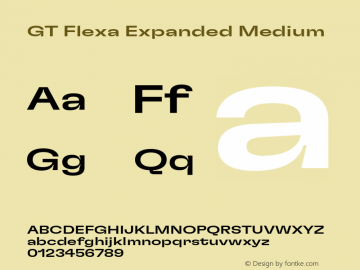 GT Flexa Expanded Medium Version 2.005;hotconv 1.0.109;makeotfexe 2.5.65596 Font Sample