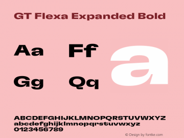 GT Flexa Expanded Bold Version 2.005;hotconv 1.0.109;makeotfexe 2.5.65596 Font Sample