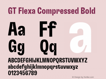 GT Flexa Compressed Bold Version 2.005;hotconv 1.0.109;makeotfexe 2.5.65596 Font Sample