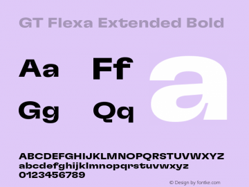 GT Flexa Extended Bold Version 2.005;hotconv 1.0.109;makeotfexe 2.5.65596 Font Sample