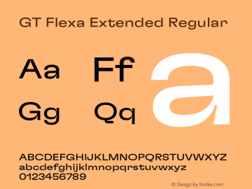 GT Flexa Extended Regular Version 2.005;hotconv 1.0.109;makeotfexe 2.5.65596 Font Sample