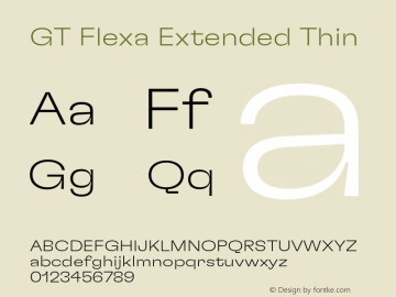 GT Flexa Extended Thin Version 2.005;hotconv 1.0.109;makeotfexe 2.5.65596 Font Sample
