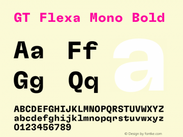 GT Flexa Mono Bold Version 2.005;hotconv 1.0.109;makeotfexe 2.5.65596图片样张