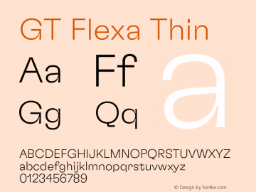 GT Flexa Thin Version 2.005;hotconv 1.0.109;makeotfexe 2.5.65596 Font Sample