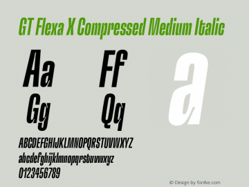 GT Flexa X Compressed Medium Italic Version 2.005;hotconv 1.0.109;makeotfexe 2.5.65596 Font Sample