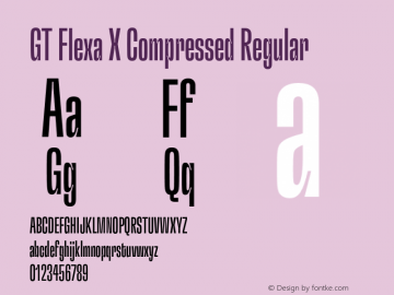 GT Flexa X Compressed Regular Version 2.005;hotconv 1.0.109;makeotfexe 2.5.65596 Font Sample