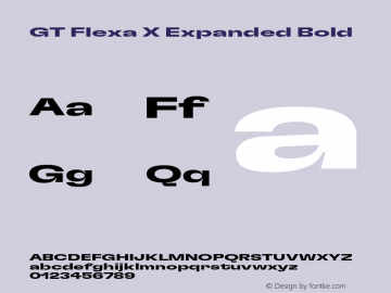 GT Flexa X Expanded Bold Version 2.005;hotconv 1.0.109;makeotfexe 2.5.65596 Font Sample