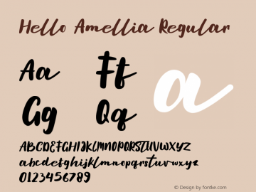 Hello Amellia Version 1.00;July 21, 2020;FontCreator 12.0.0.2525 64-bit Font Sample