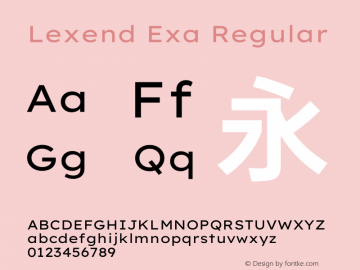 Lexend Exa Regular Version 1.001 Font Sample